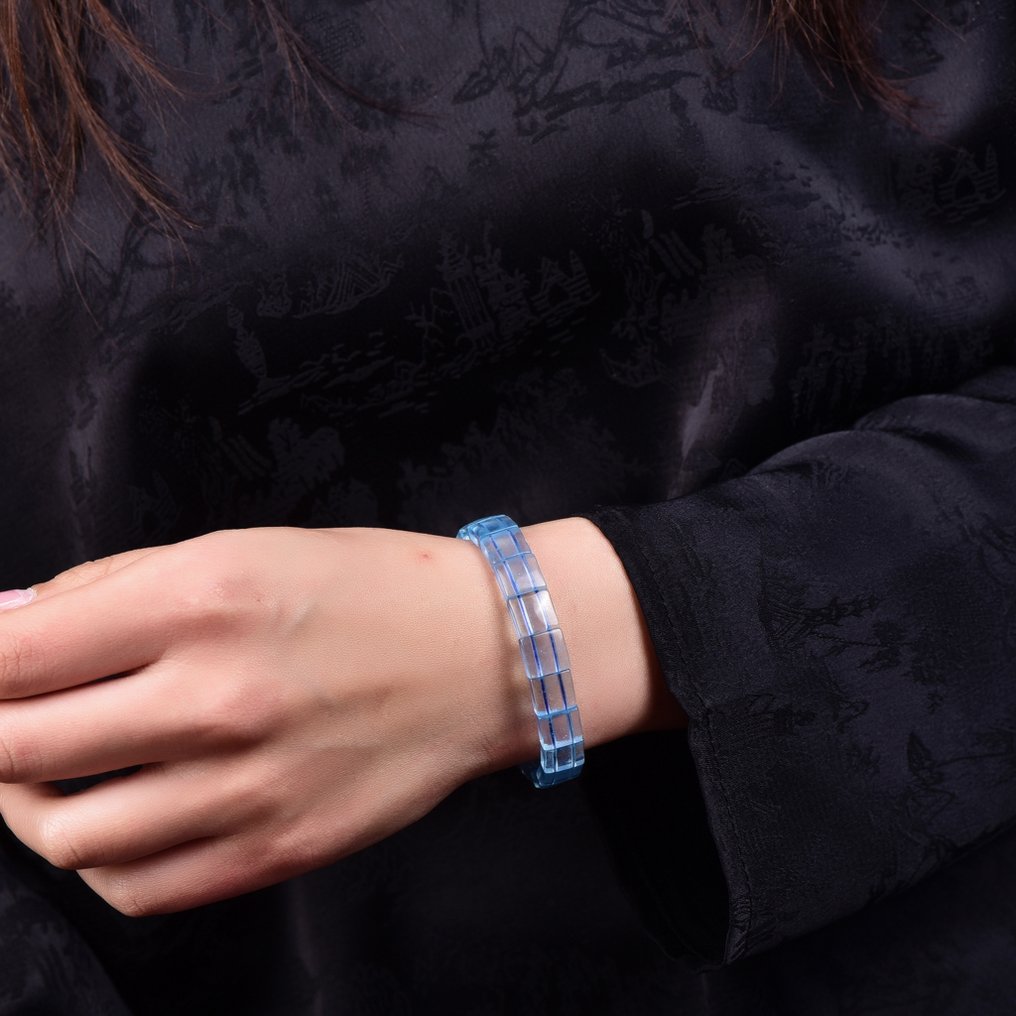 无底价 - ALGT 认证 - 天然海蓝宝石手链 - 手工挑选的完美宝石- 16.48 g #1.0