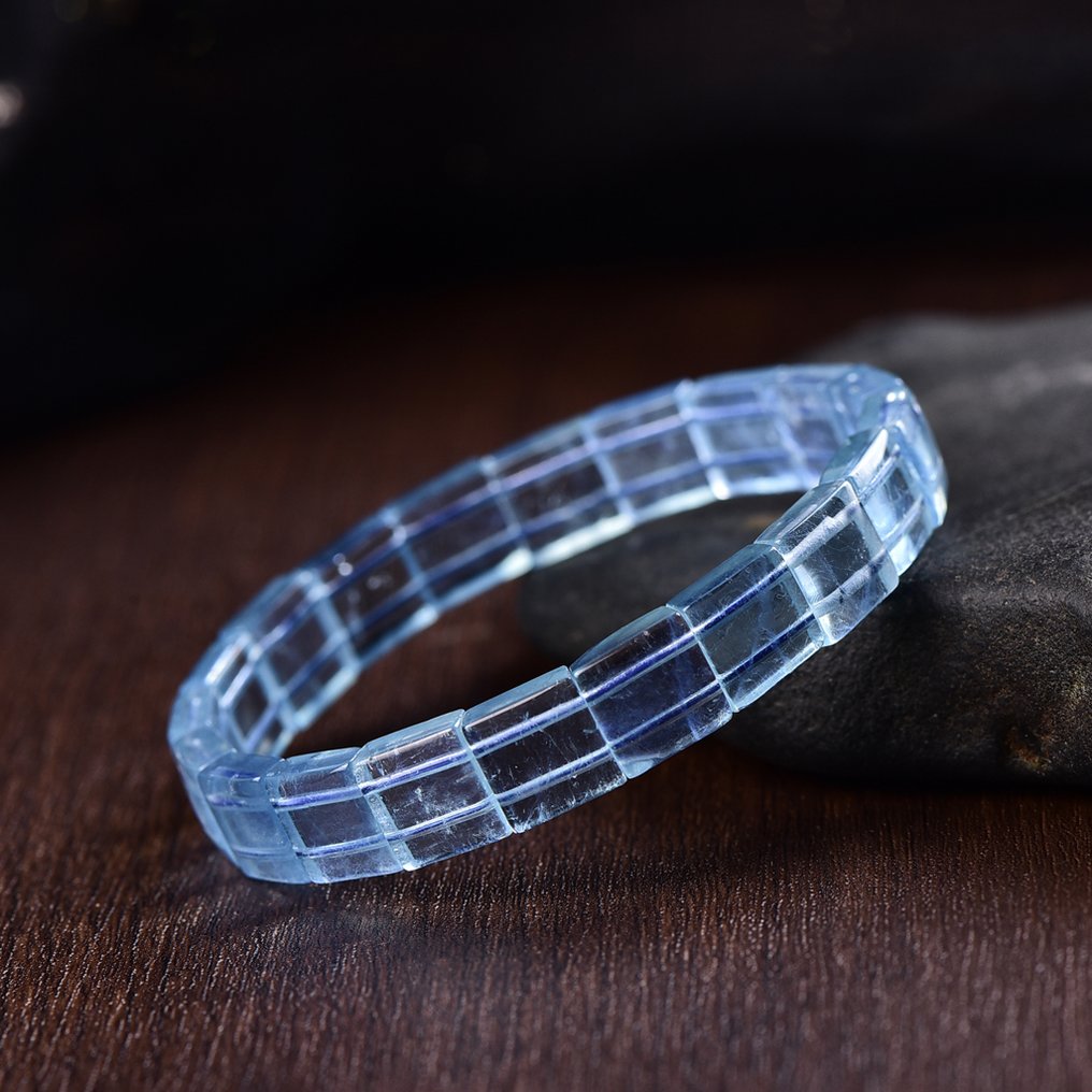 无底价 - ALGT 认证 - 天然海蓝宝石手链 - 手工挑选的完美宝石- 16.48 g #3.2