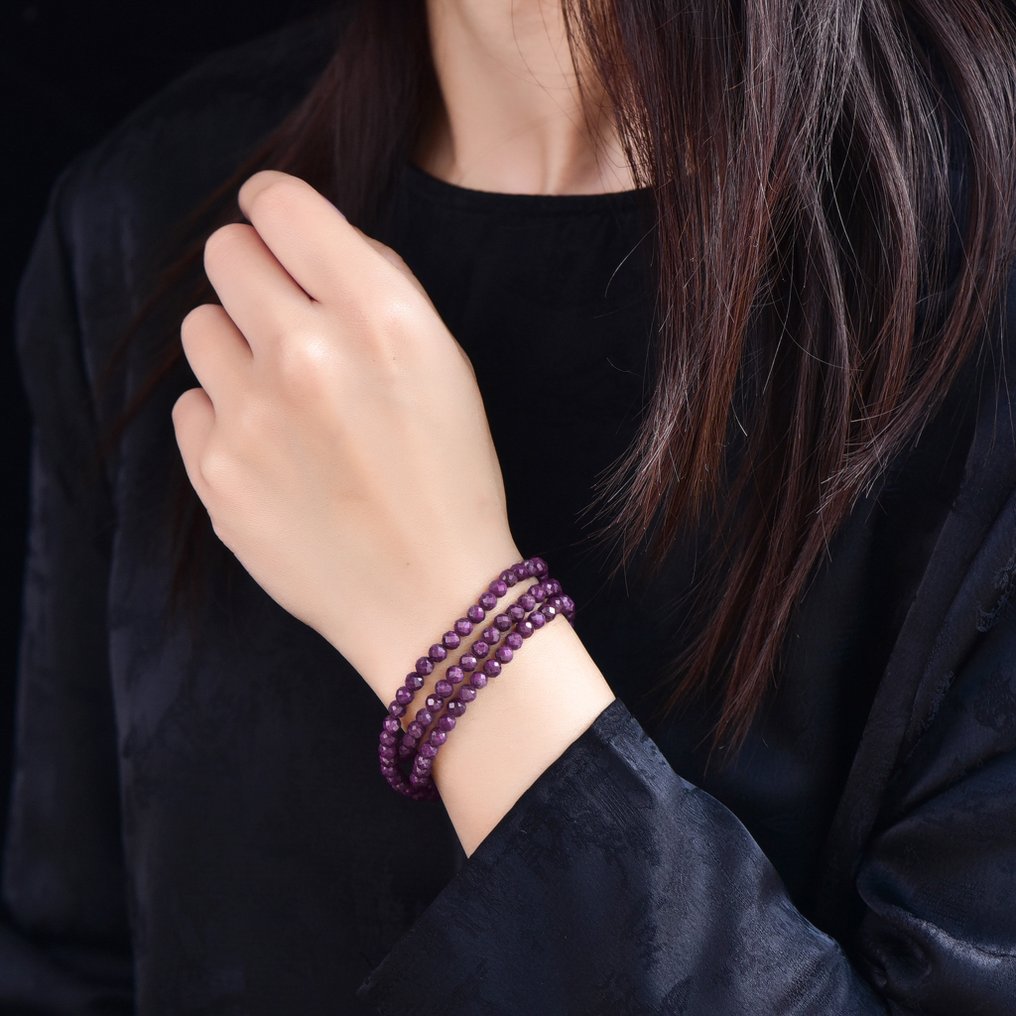 無底價 - ALGT 認證 - 天然獨家紅寶石串 - 紫色紅寶石的精緻美- 21.9 g #1.0