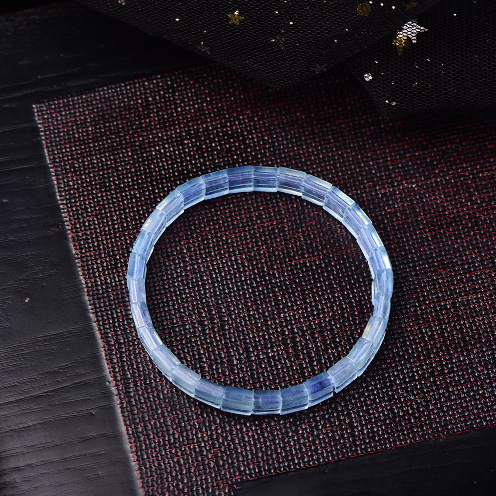 无预订 - ALGT 证书 - 天然海蓝宝石手链 手工精选的完美石头- 10.33 g #4.3