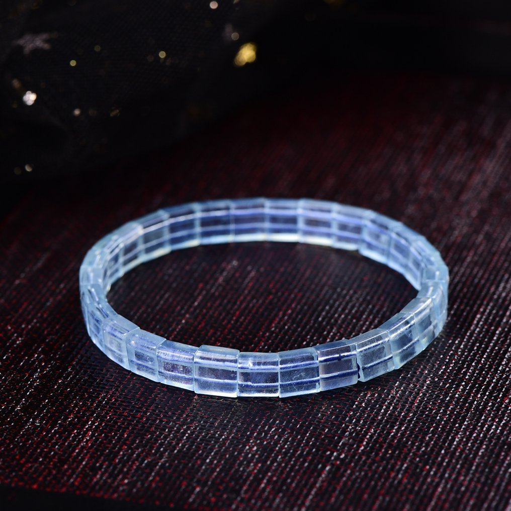 无预订 - ALGT 证书 - 天然海蓝宝石手链 手工精选的完美石头- 10.33 g #1.0