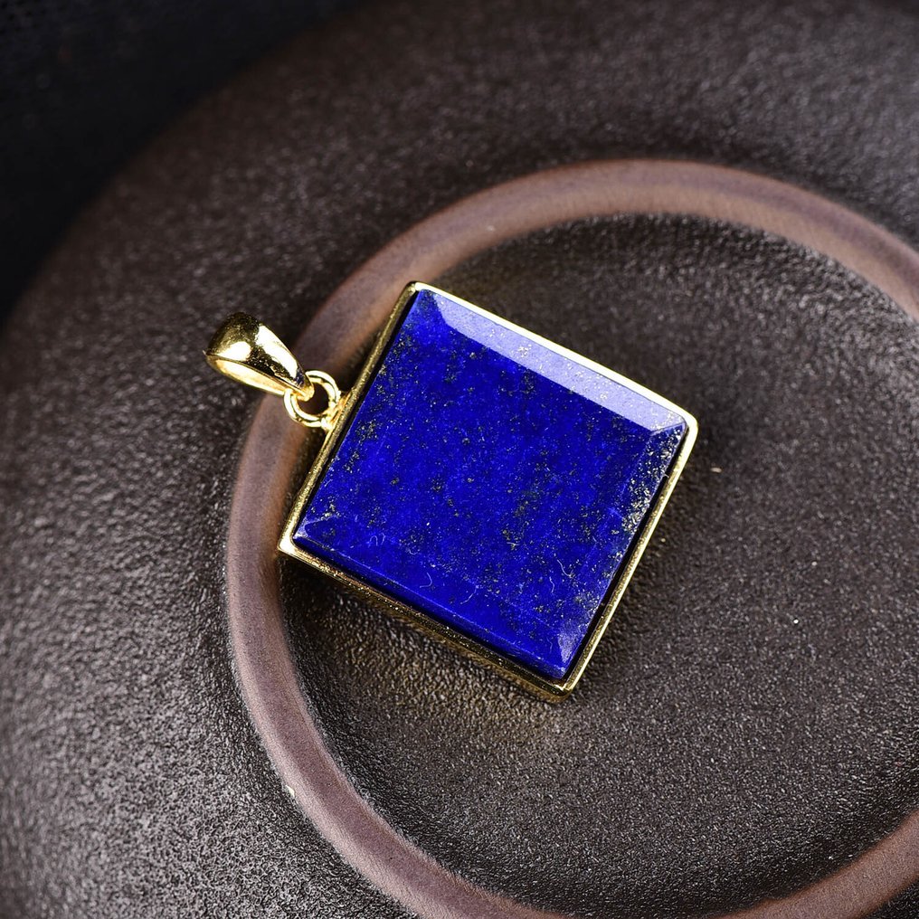 No Reserve Price - Μοναδικό μενταγιόν Lapis Lazuli με αλυσίδα - Επίχρυση ρύθμιση 18 καρατίων- 6.57 g #2.1