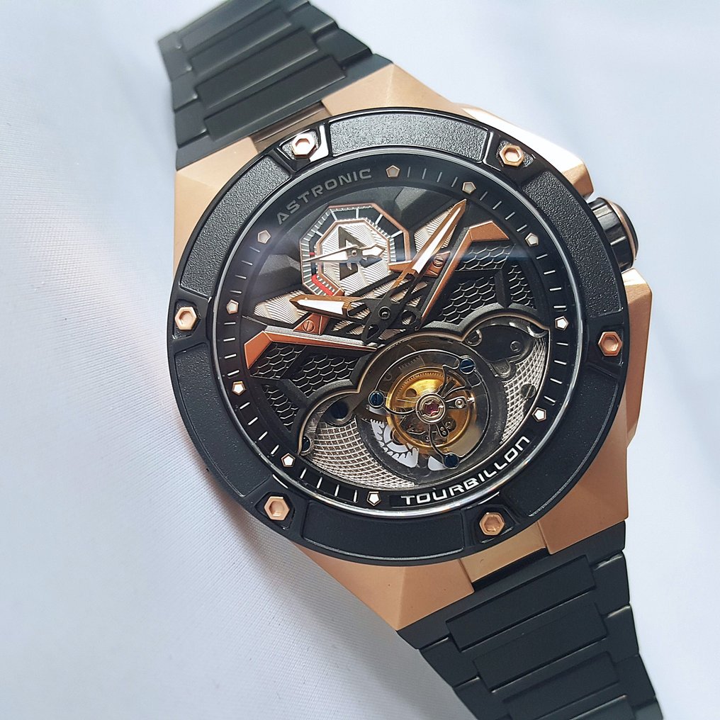 Astronic - Flying TOURBILLON - Co-axial - Gold - Swiss Tritec - Power Reserve - NightHawk - Men - 2020+ #1.0