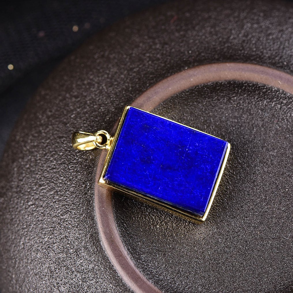 无底价 - 独特的青金石吊坠配链 - 18k 镀金镶嵌- 5.82 g #2.1