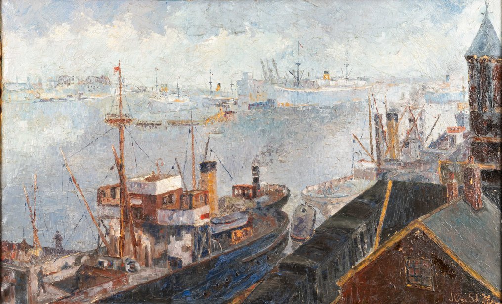 J.C.M. Scheffer (XX) - Stadsgezicht haven #1.0