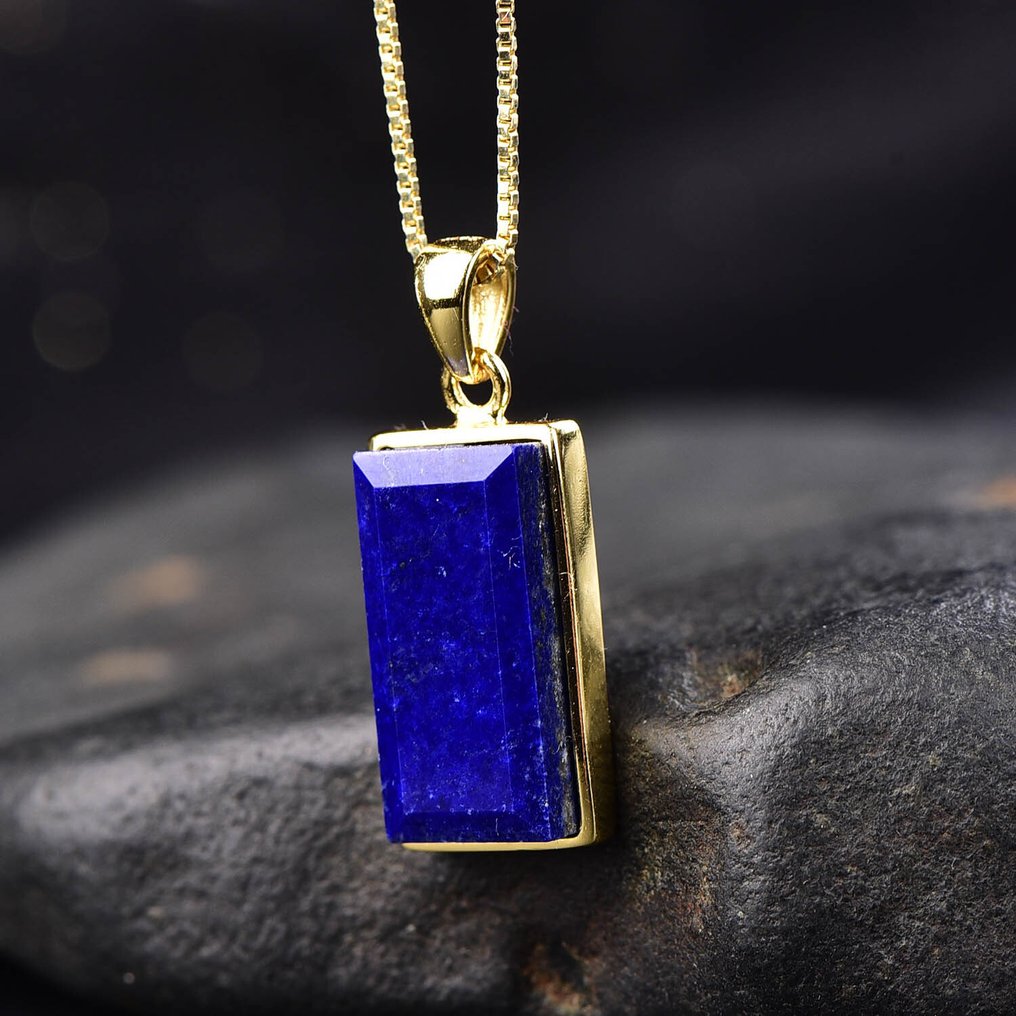 Ei varaushintaa - Ainutlaatuinen Lapis Lazuli -riipus ketjulla - 18k kullattu asetus- 3.55 g #4.3
