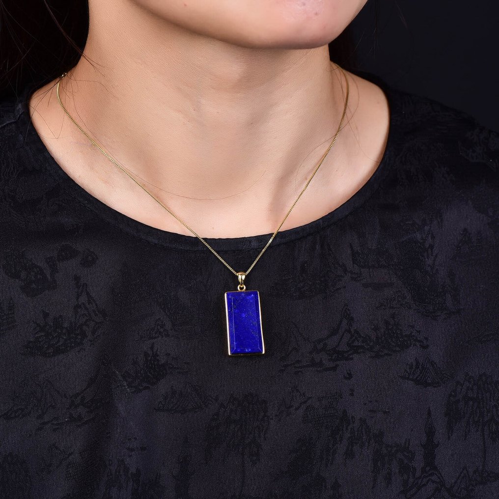 No Reserve Price - Unique Lapis Lazuli Pendant with Chain - other- 8.65 g #1.0