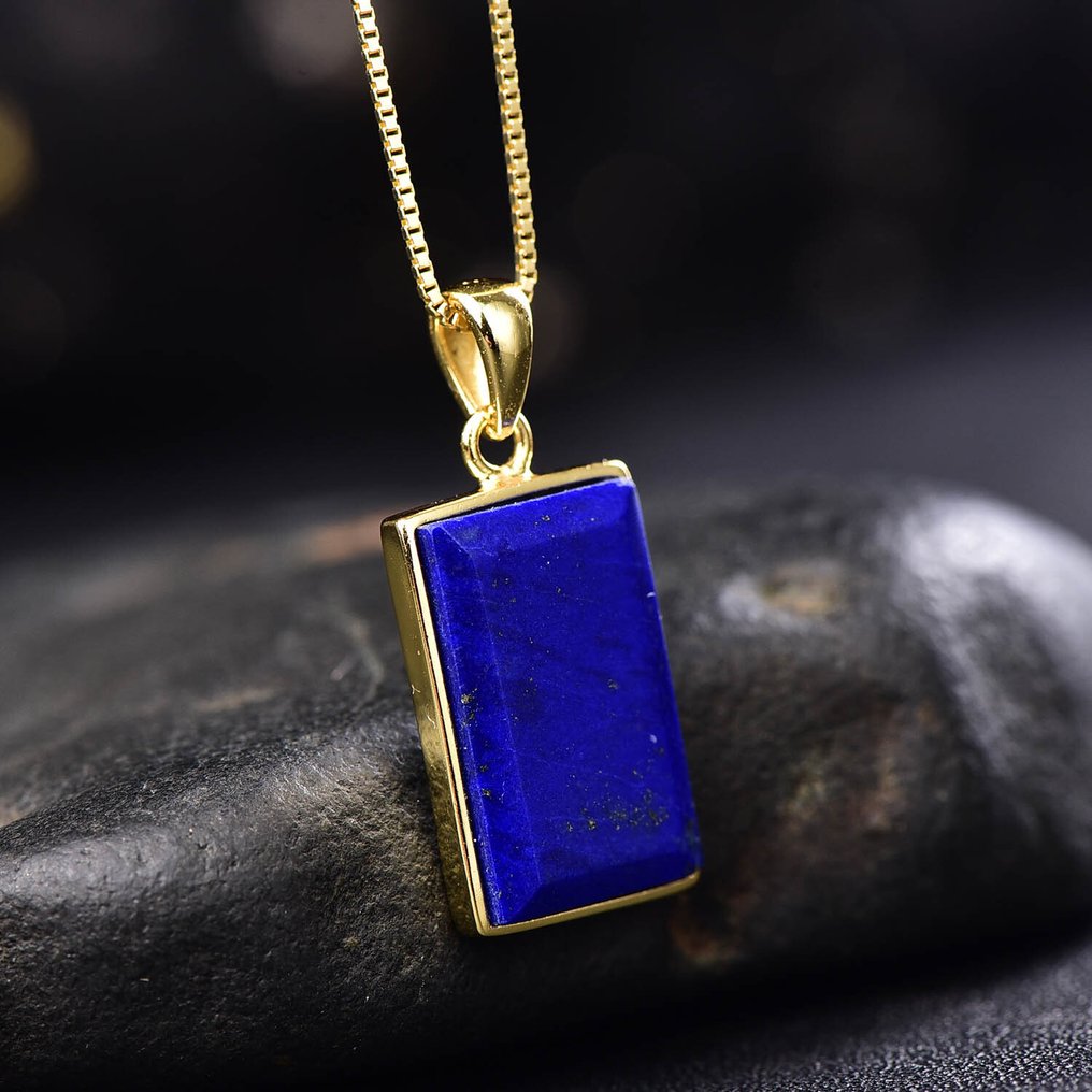 Ei varaushintaa - Ainutlaatuinen Lapis Lazuli -riipus ketjulla - 18k kullattu asetus- 3.06 g #3.2