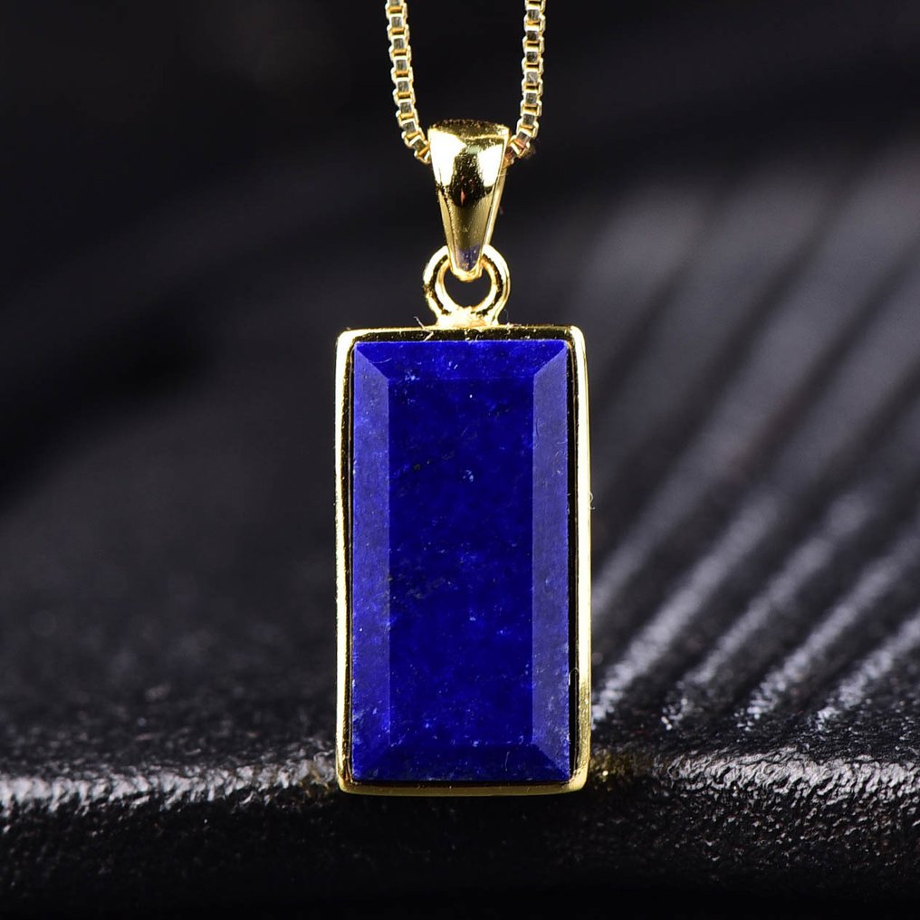 Ei varaushintaa - Ainutlaatuinen Lapis Lazuli -riipus ketjulla - 18k kullattu asetus- 3.55 g #1.0