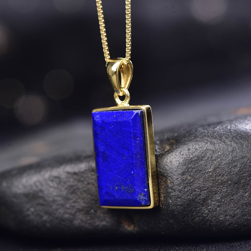 Ei varaushintaa - Ainutlaatuinen Lapis Lazuli -riipus ketjulla - 18k kullattu asetus- 3.06 g #4.3