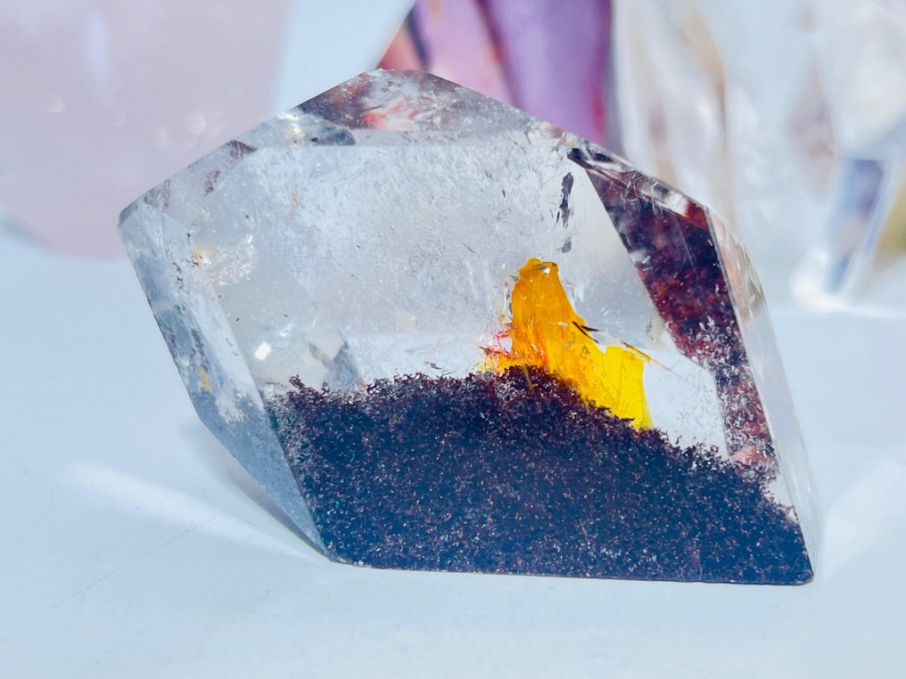 Set of 5 Freeform Polished Crystals: Clear Quartz (Lodolite), Rainbow Fluorite, Rose Quartz, Clear Quartz, and Mookaite- 772 g - (1) #3.2