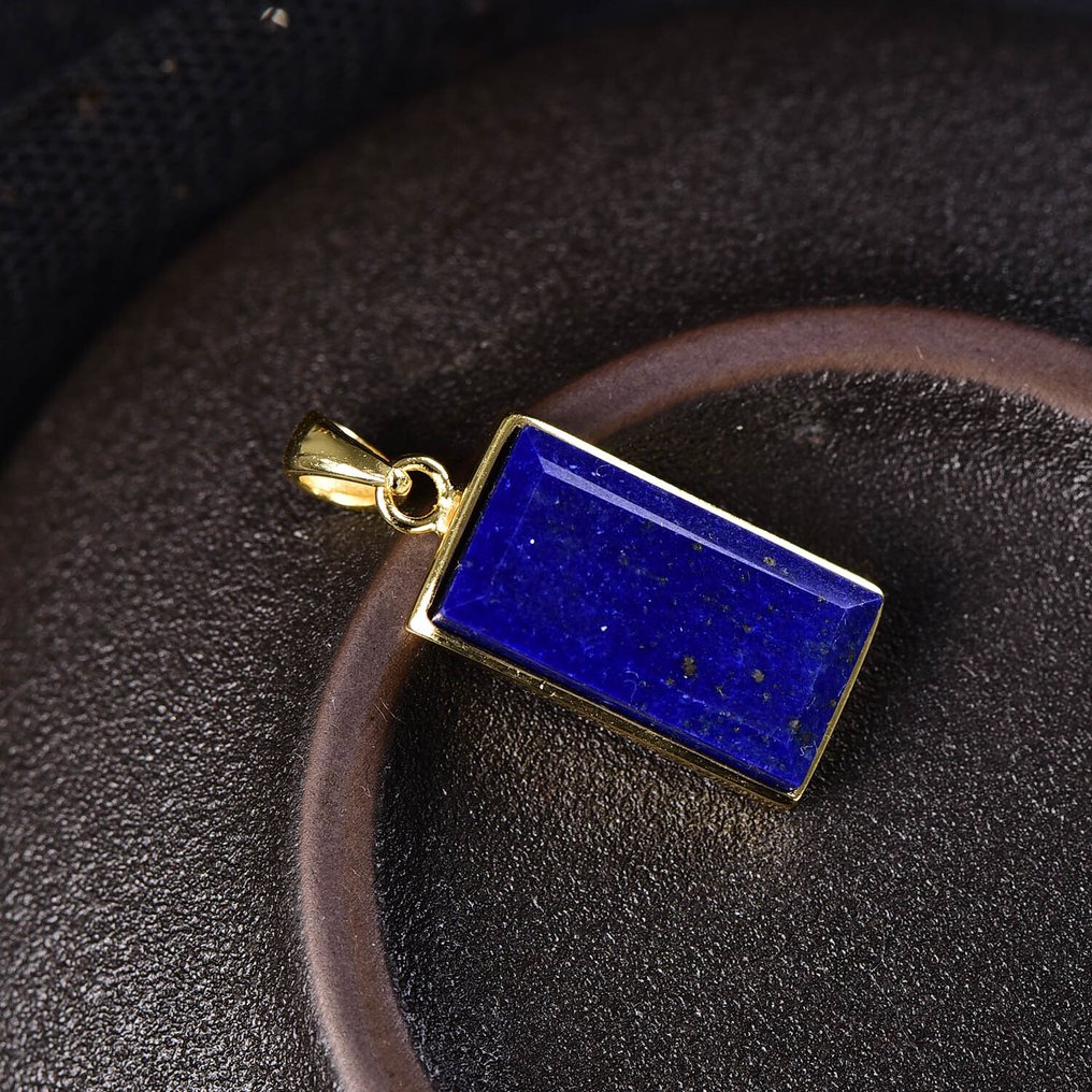 No Reserve Price - Μοναδικό μενταγιόν Lapis Lazuli με αλυσίδα - Επίχρυση ρύθμιση 18 καρατίων- 3.66 g #2.1