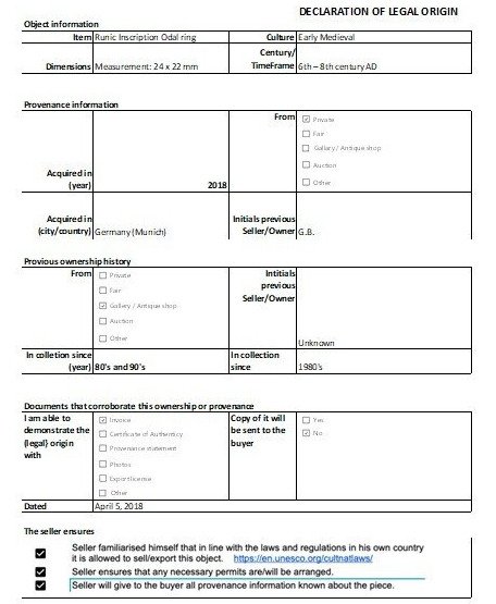 Pre-Viking Μπρούντζος Δαχτυλίδι με επιγραφή σε Elder Futhark Runic Odal (ᛟ) #4.3