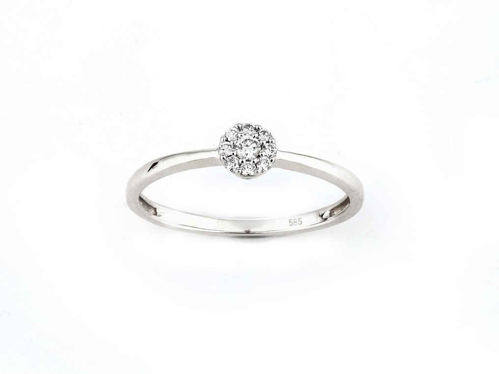 Nincs minimálár - Gyűrű - 14 kt. Fehér arany - 0.11ct. tw. Gyémánt (Természetes) #1.0