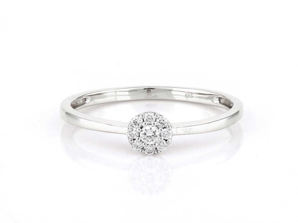 Nincs minimálár - Gyűrű - 14 kt. Fehér arany - 0.11ct. tw. Gyémánt (Természetes) #1.0