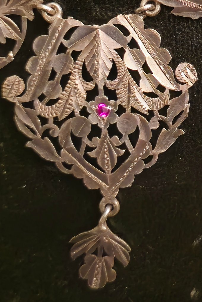 Fără preț de rezervă - Colier Argint solid, lucrat manual, stilul Art Nouveau din secolul al XIX-lea, stilul Jugendstil modernist. #4.3