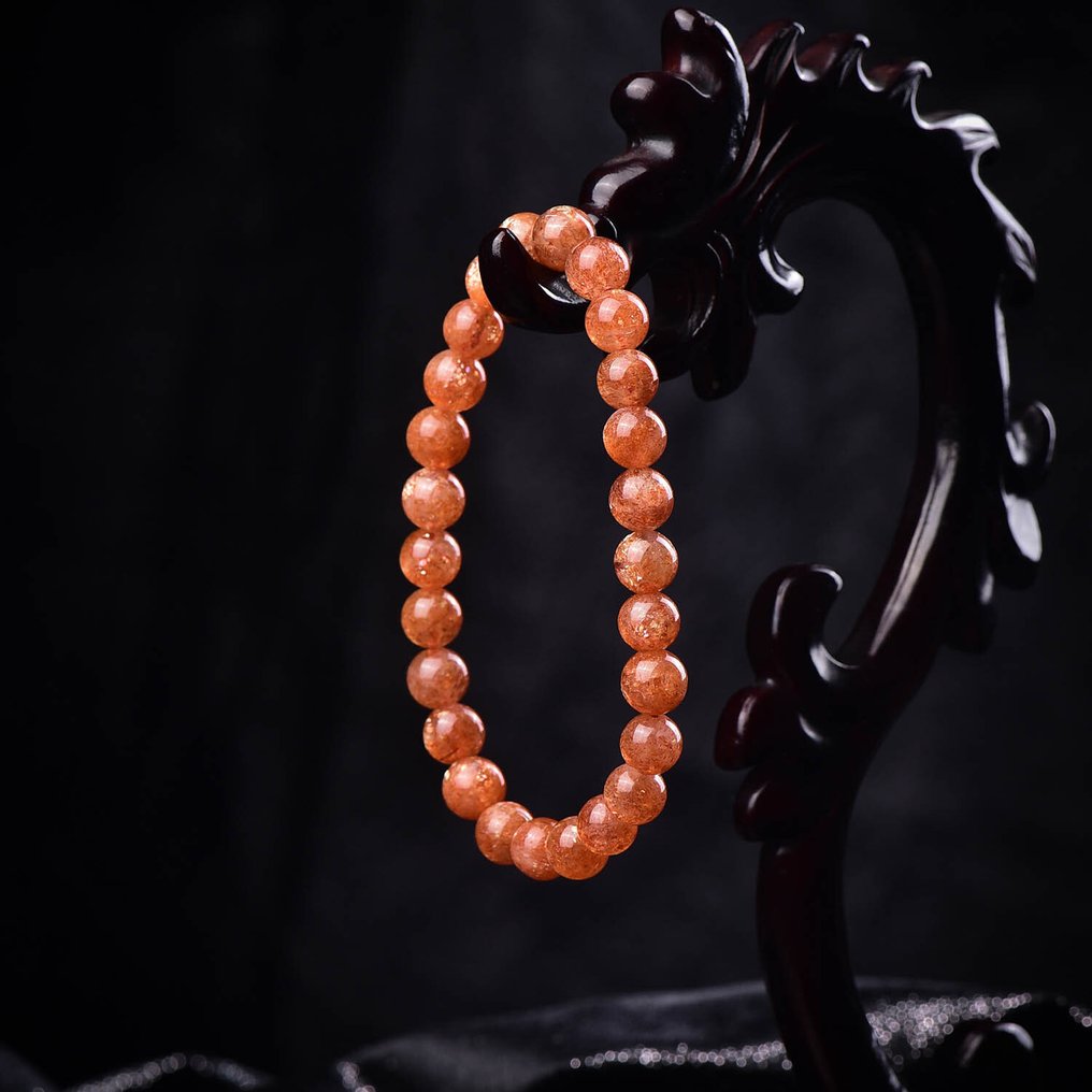 无底价 - ALGT 认证 - 天然太阳石手链 - 华丽的橙色色调- 11.33 g #4.3