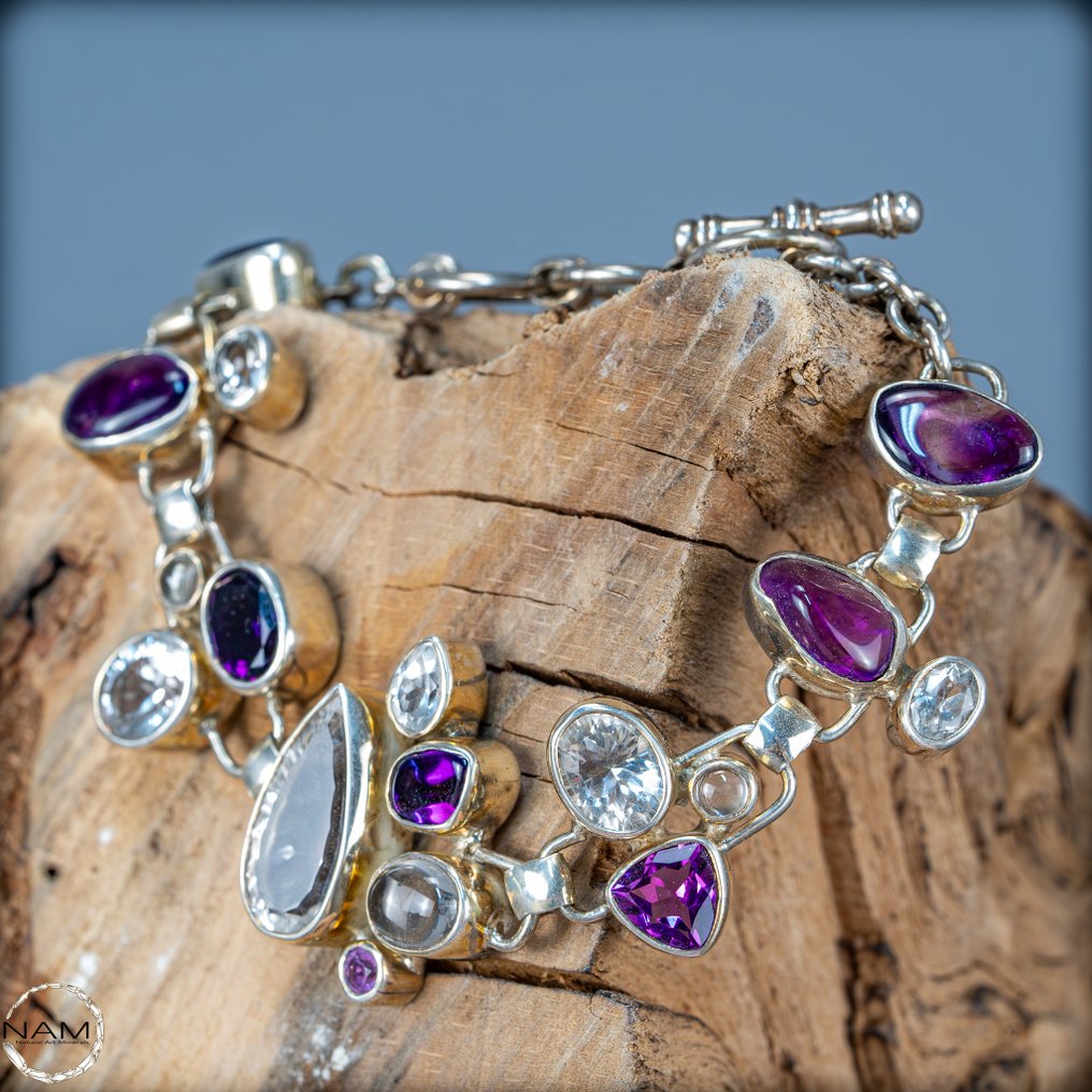 Braccialetto con ametista e turchese - argento 925 243,65 ct- 48.73 g #4.3
