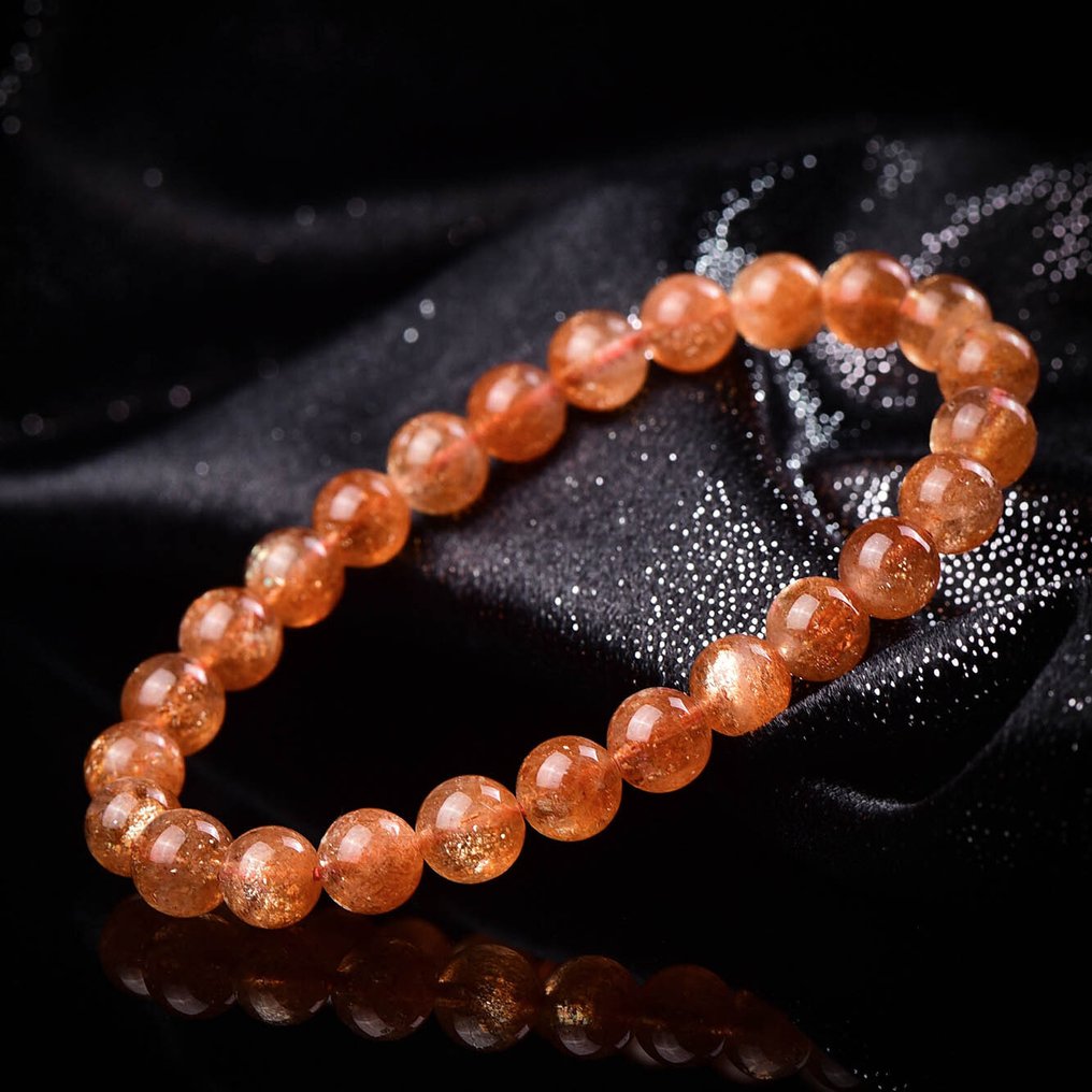 Χωρίς ρεζέρβα - Πιστοποιημένο ALGT - Βραχιόλι από φυσική πέτρα - Υπέροχες πορτοκαλί αποχρώσεις- 13.43 g #1.0