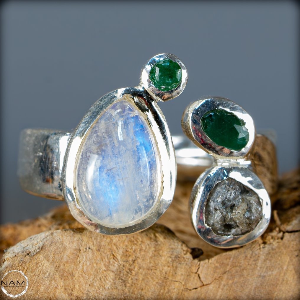 稀有天然钻石、祖母绿、月长石、蛋白石戒指 最高品质 - 54.2ct- 10.84 g #2.1