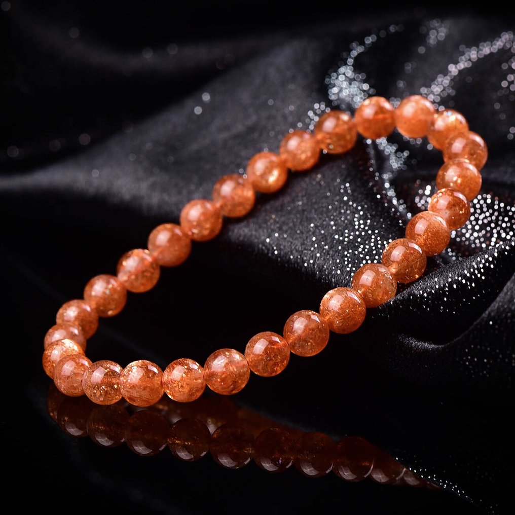 Χωρίς ρεζέρβα - Πιστοποιημένο ALGT - Βραχιόλι από φυσική πέτρα - Υπέροχες πορτοκαλί αποχρώσεις- 14.9 g #1.0