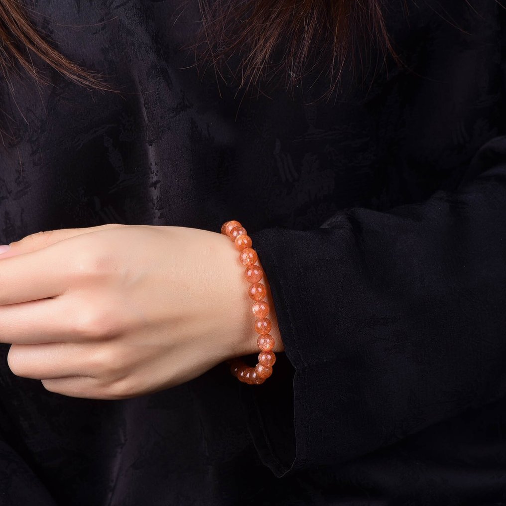 Χωρίς ρεζέρβα - Πιστοποιημένο ALGT - Βραχιόλι από φυσική πέτρα - Υπέροχες πορτοκαλί αποχρώσεις- 14.9 g #1.0