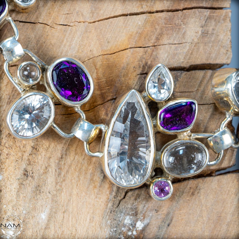 Braccialetto con ametista e turchese - argento 925 243,65 ct- 48.73 g #3.2