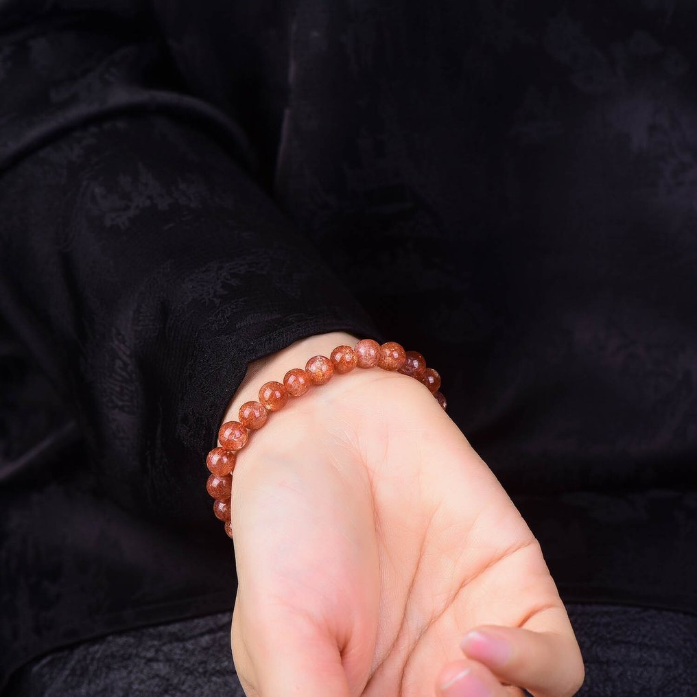 Χωρίς ρεζέρβα - Πιστοποιημένο ALGT - Βραχιόλι από φυσική πέτρα - Υπέροχες πορτοκαλί αποχρώσεις- 13.43 g #1.0