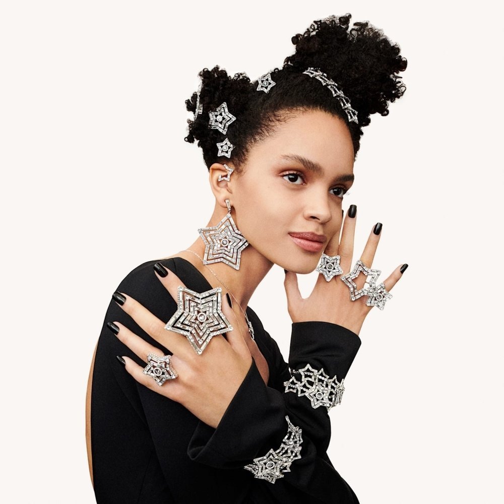 Swarovski - Fém, STELLA LARGE Stern Statement-gyűrű csillogó kristályokkal, rhodizálva - Koktél gyűrű - Dancing Stone Zirkónia #4.3