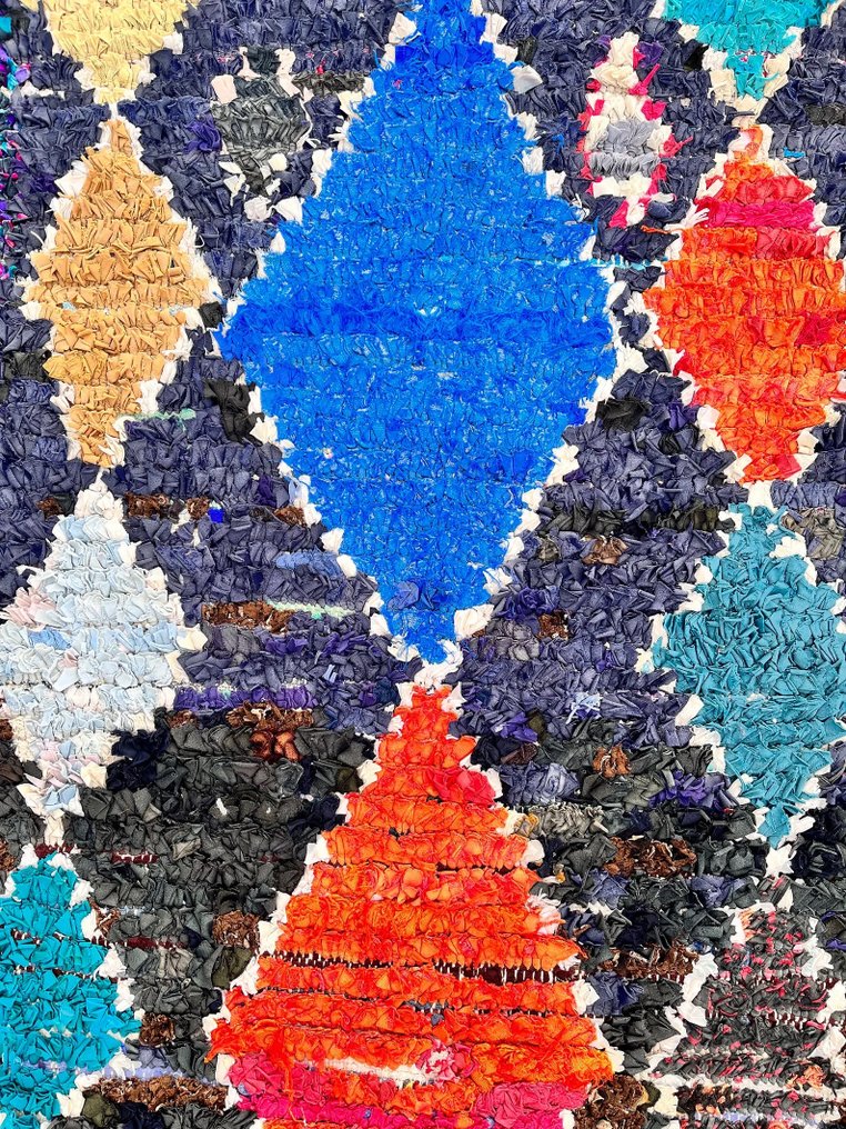 Παραδοσιακό Μπέρμπερ Βαμβακερό Χαλί - Μαροκινό Χαλί - Χαλί - 210 cm - 95 cm - Χειροποίητο χαλί από βαμβάκι. #2.1