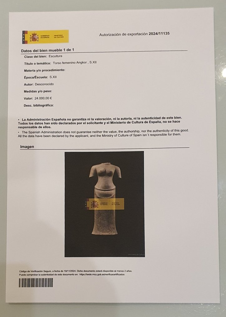 吴哥窟,吴哥时期 一尊大型砂岩女性神祇半身像。西班牙出口许可证。 - 95 cm #3.2