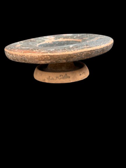 古希臘，邁錫尼 陶瓷 黑釉鱼盘。西班牙出口许可证。 - 4.2 cm #2.1