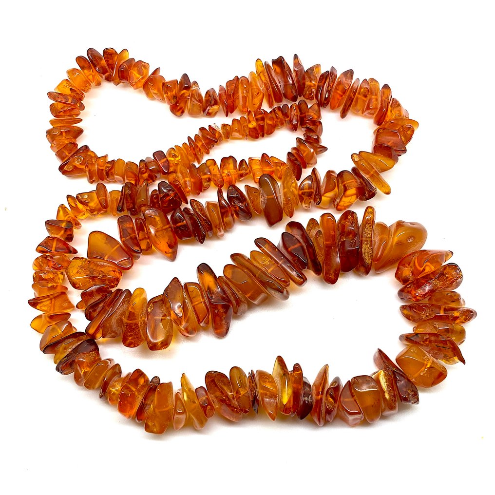 Naturalne, całościowe bursztyn bałtycki - długi naszyjnik 116,8 g - B - Succinite / fossilized pine tree resin #1.0