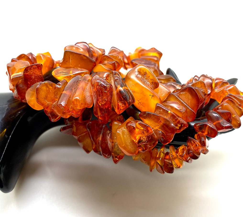 Naturalne, całościowe bursztyn bałtycki - długi naszyjnik 116,8 g - B - Succinite / fossilized pine tree resin #2.1