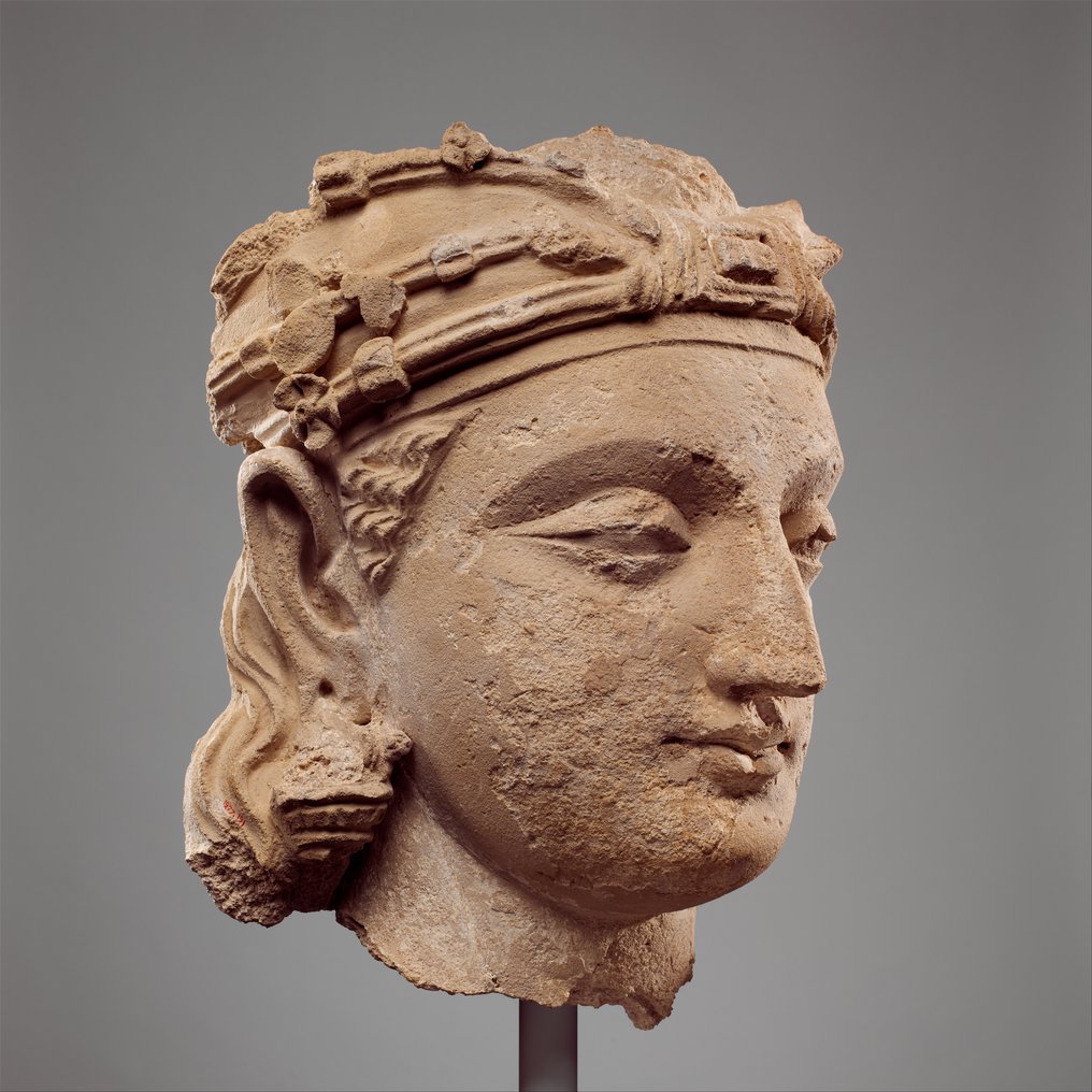 Gandhara Stucco Head of a Bodhisattva. 2nd-4th century AD