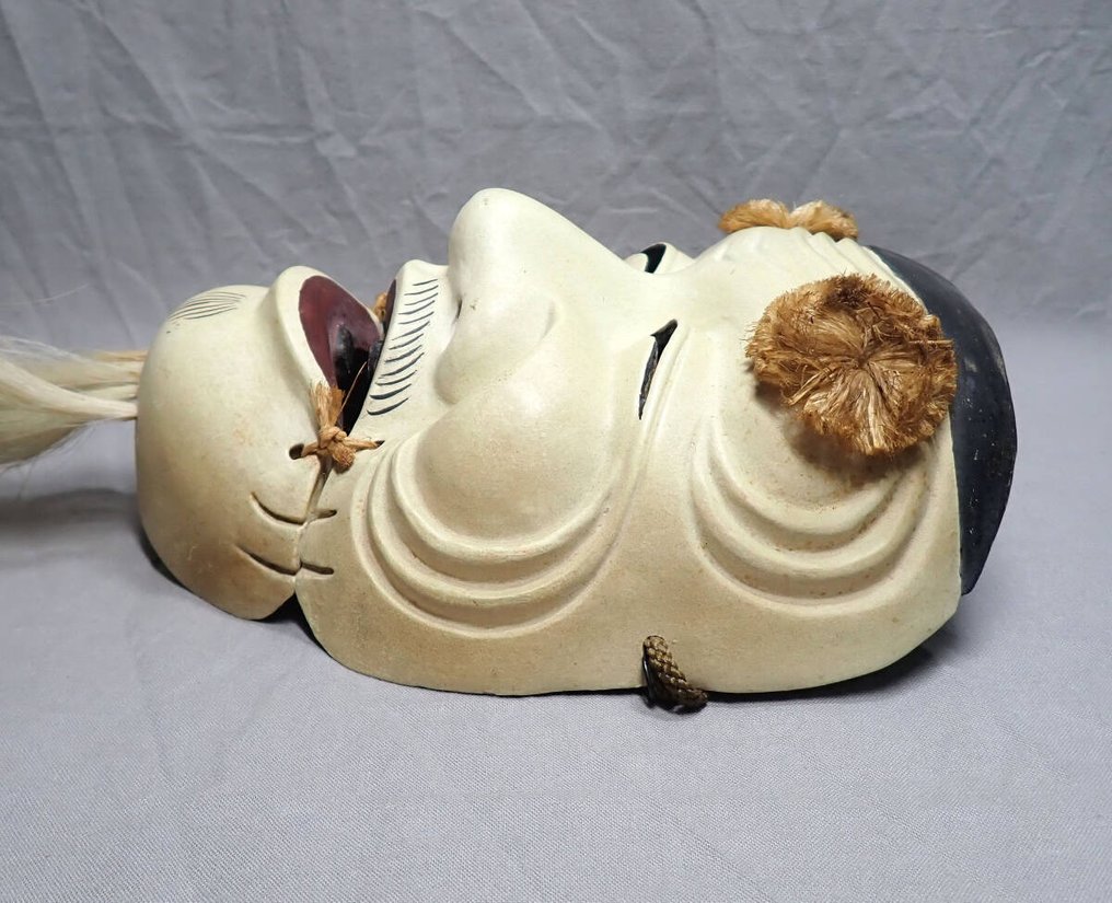 日本能乐面具 - 木, 兔毛 - Okina翁 #3.2