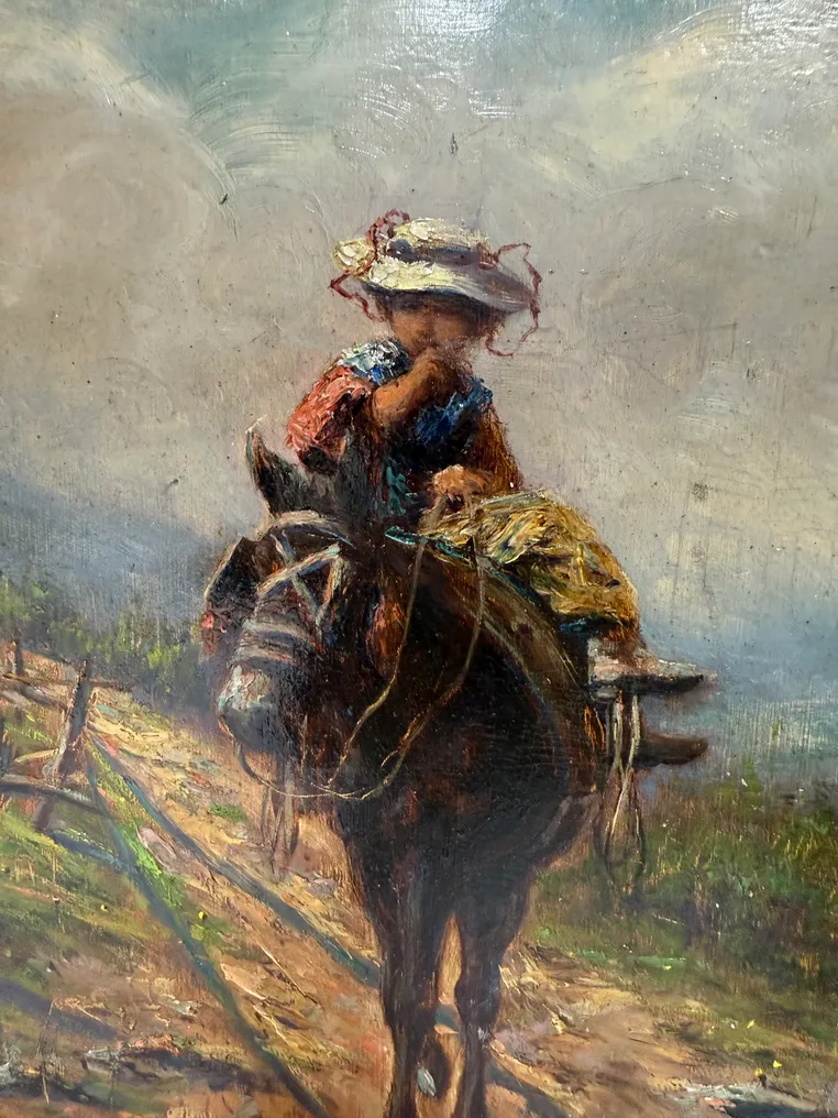 Alessandro Balduino (1848-1891) - Ragazza sull'asinello #4.3