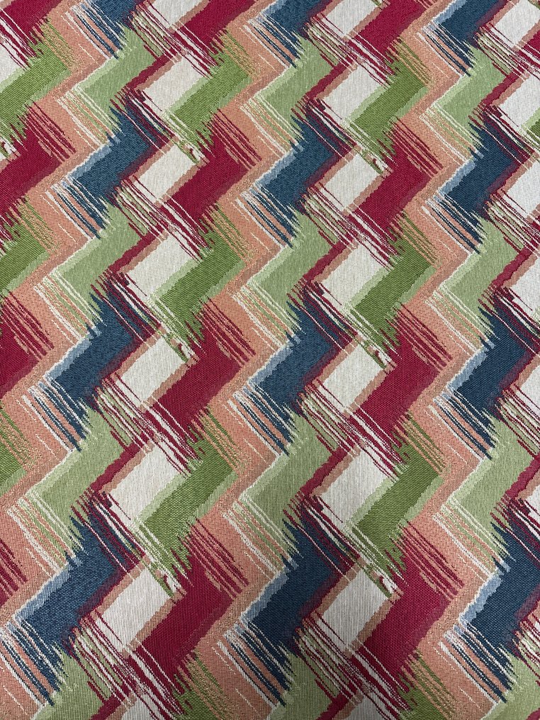 Upholstery fabric Gobelin with exclusive design, multicolored zig zag pattern. - Upholstery fabric  - 300 cm - 280 cm - Cotton Gobelin #1.0