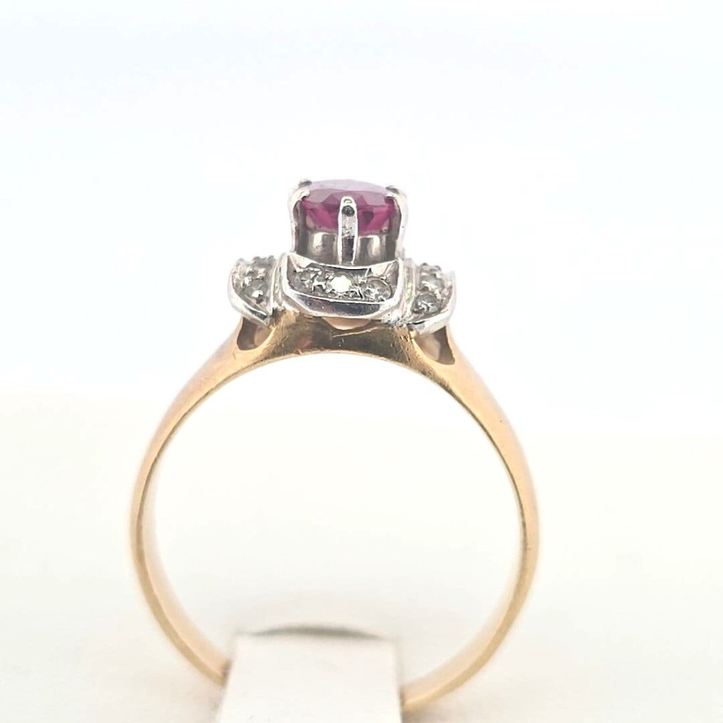 Ring - 18 kraat Gulguld - 1.10ct. tw. Rubin - Diamant #1.0