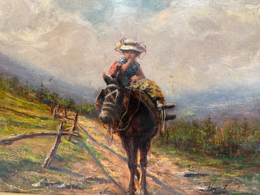 Alessandro Balduino (1848-1891) - Ragazza sull'asinello #1.0
