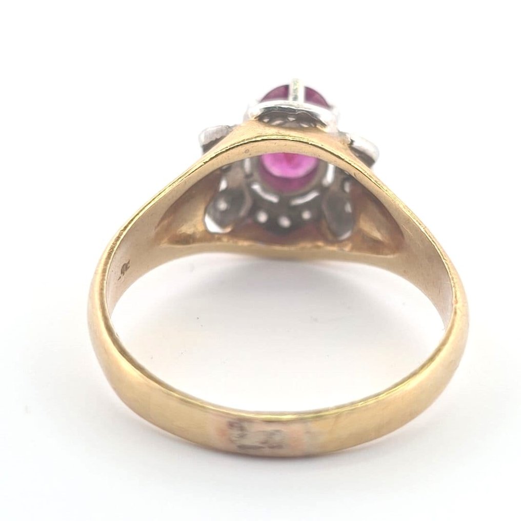 Ring - 18 kraat Gulguld - 1.10ct. tw. Rubin - Diamant #2.1