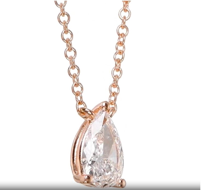 Κολιέ με μενταγιόν - 14 καράτια Ροζ χρυσό -  0.54ct. tw. Διαμάντι (Φυσικό) #1.0