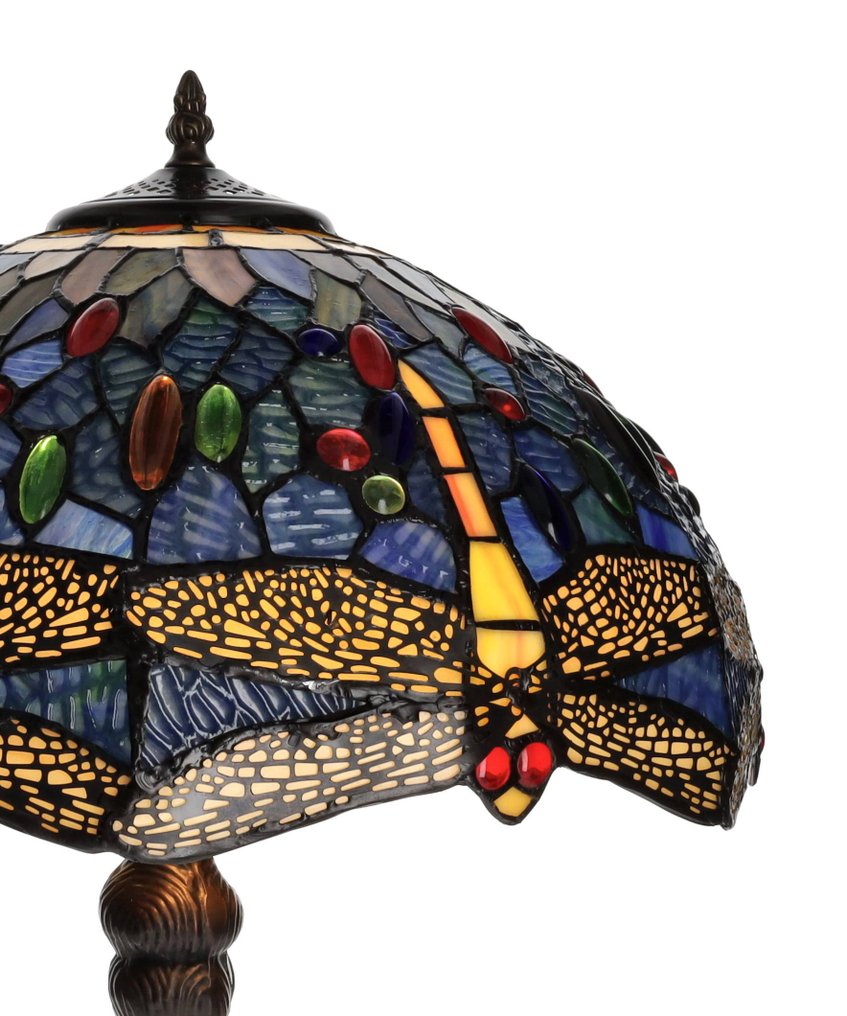 Lampe - Tiffany-Stil - Libelle - Messing, Glas #3.2