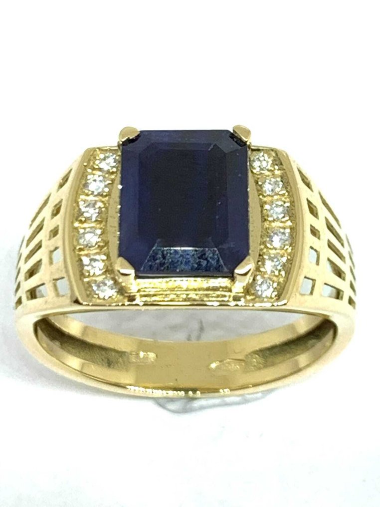 Δαχτυλίδι - 18 καράτια Κίτρινο χρυσό -  3.46ct. tw. Ζαφείρι - Διαμάντι #3.2