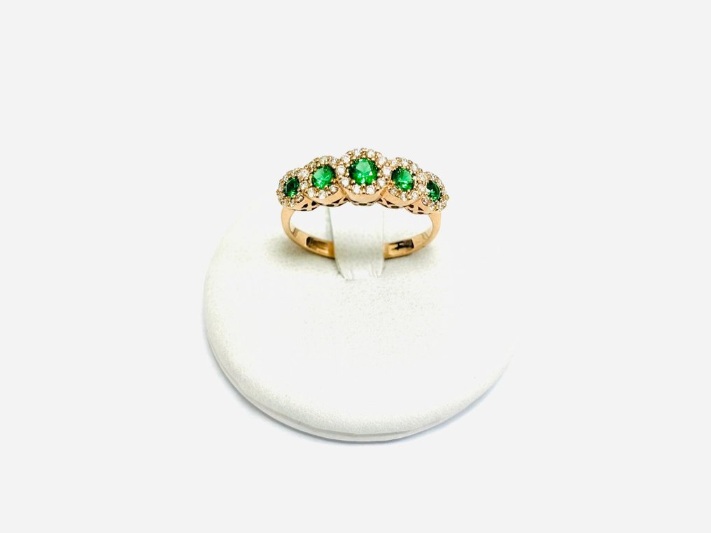 戒指 - 18 克拉 玫瑰金 -  2.05ct. tw. 祖母綠 - 鉆石 - 意大利制造 #1.0