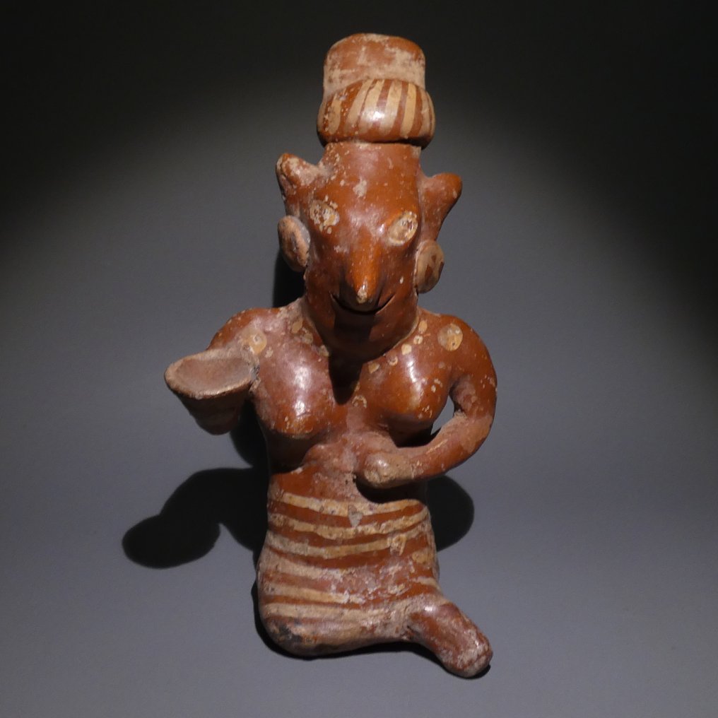 纳亚里特,墨西哥西海岸,公元前100年 - 公元200年 Terracotta 图18.5厘米。漂亮的颜色。西班牙进口许可证。 #4.3