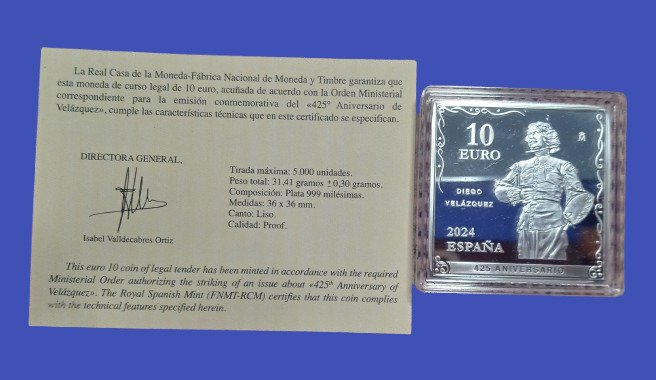 西班牙. 10 Euro 2024 "La Fragua de Vulcano - Diego Velázquez" Proof  (没有保留价) #3.2