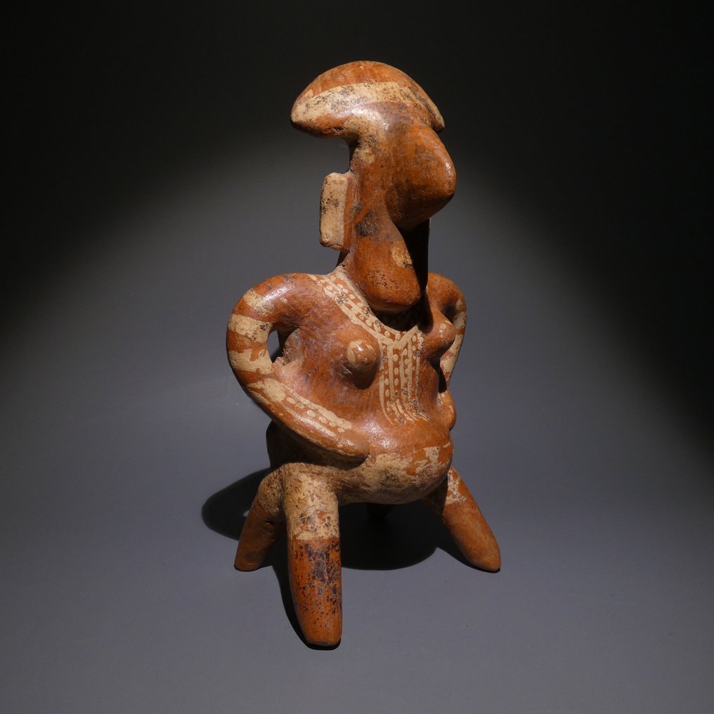 纳亚里特，墨西哥西海岸，公元前100年 - 公元200年 Terracotta 图示。17.5 厘米 高。漂亮的颜色。西班牙进口许可证 #4.3