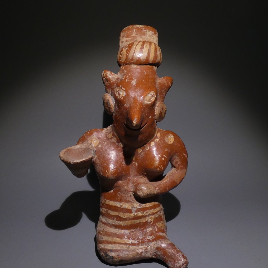 纳亚里特,墨西哥西海岸,公元前100年 - 公元200年 Terracotta 图18.5厘米。漂亮的颜色。西班牙进口许可证。 #1.0