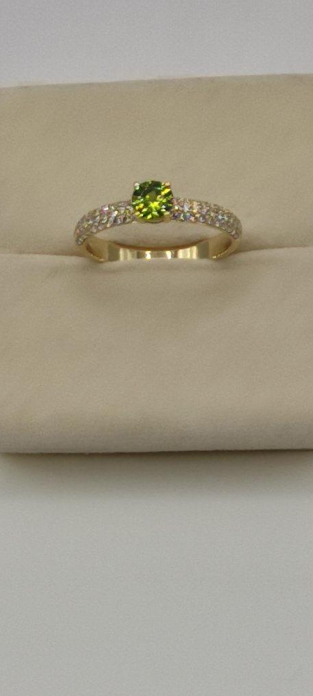 Inel - 18 ct. Aur galben - 0.93ct. tw. Safir - Diamant #1.0